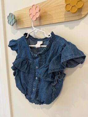 GAP x LOVESHACKFANCY Chambray Ruffle denim top